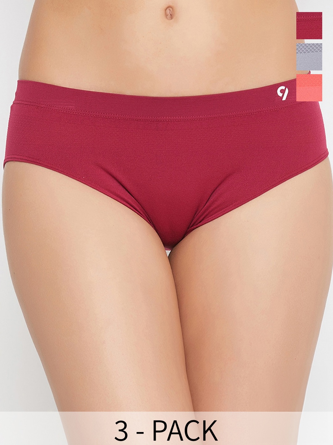 

C9 AIRWEAR Women Pack Of 3 Assorted Seamless Mid-Rise Hipster Briefs