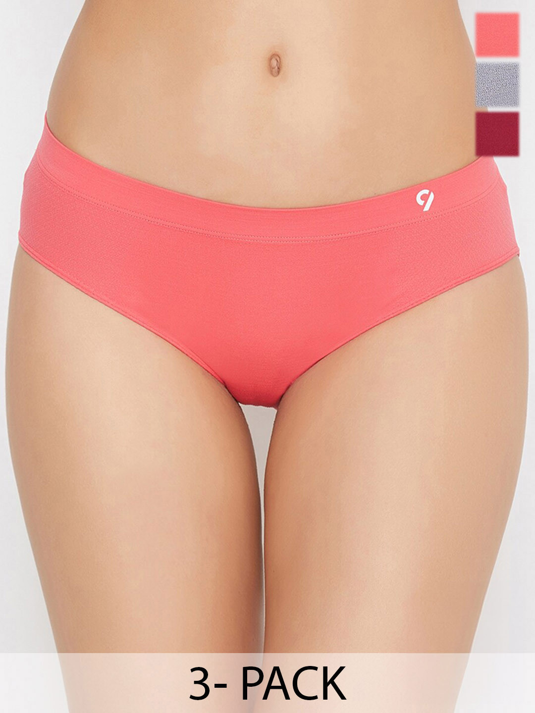 

C9 AIRWEAR Women Pack Of 3 Mid-Rise Seamless Hipster Briefs, Maroon
