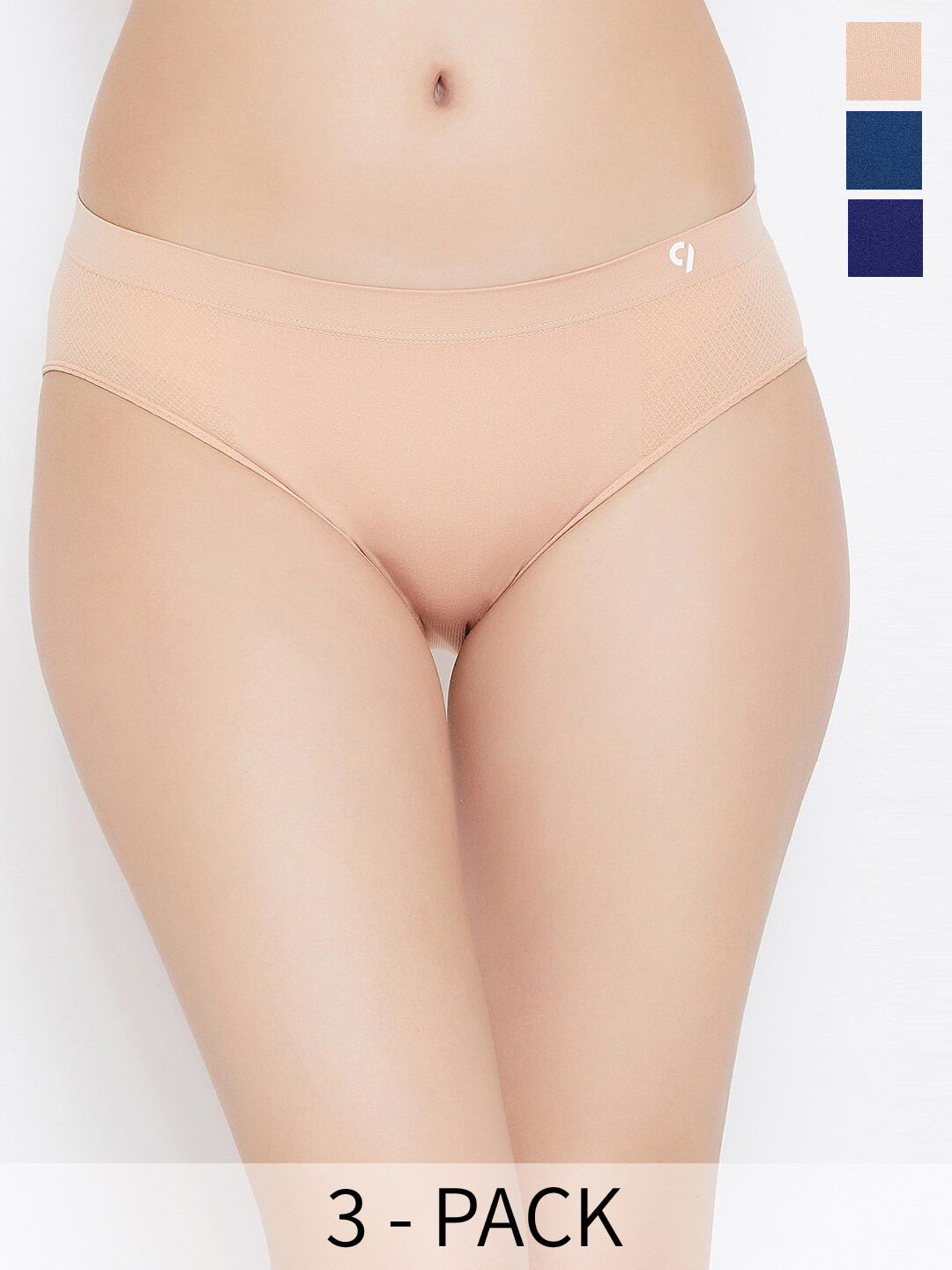

C9 AIRWEAR Pack Of 3 Mid-Rise 4-Way Stretchability Seamless Hipster Briefs, Navy blue