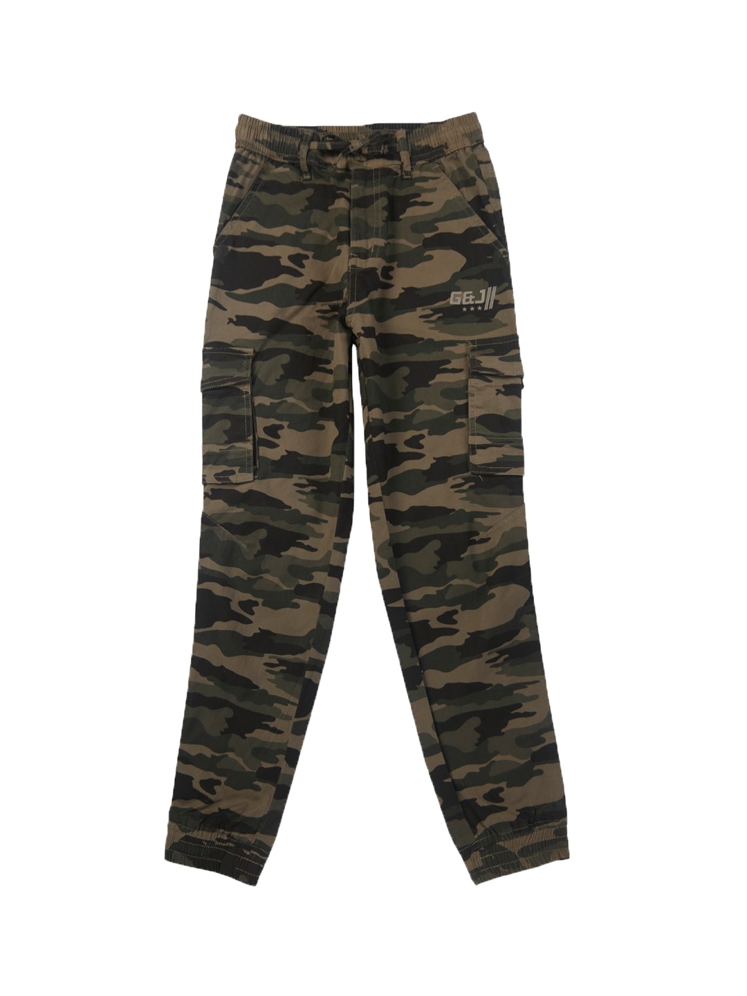 

Gini and Jony Boys Camouflage Printed Mid-Rise Cotton Jogger, Olive