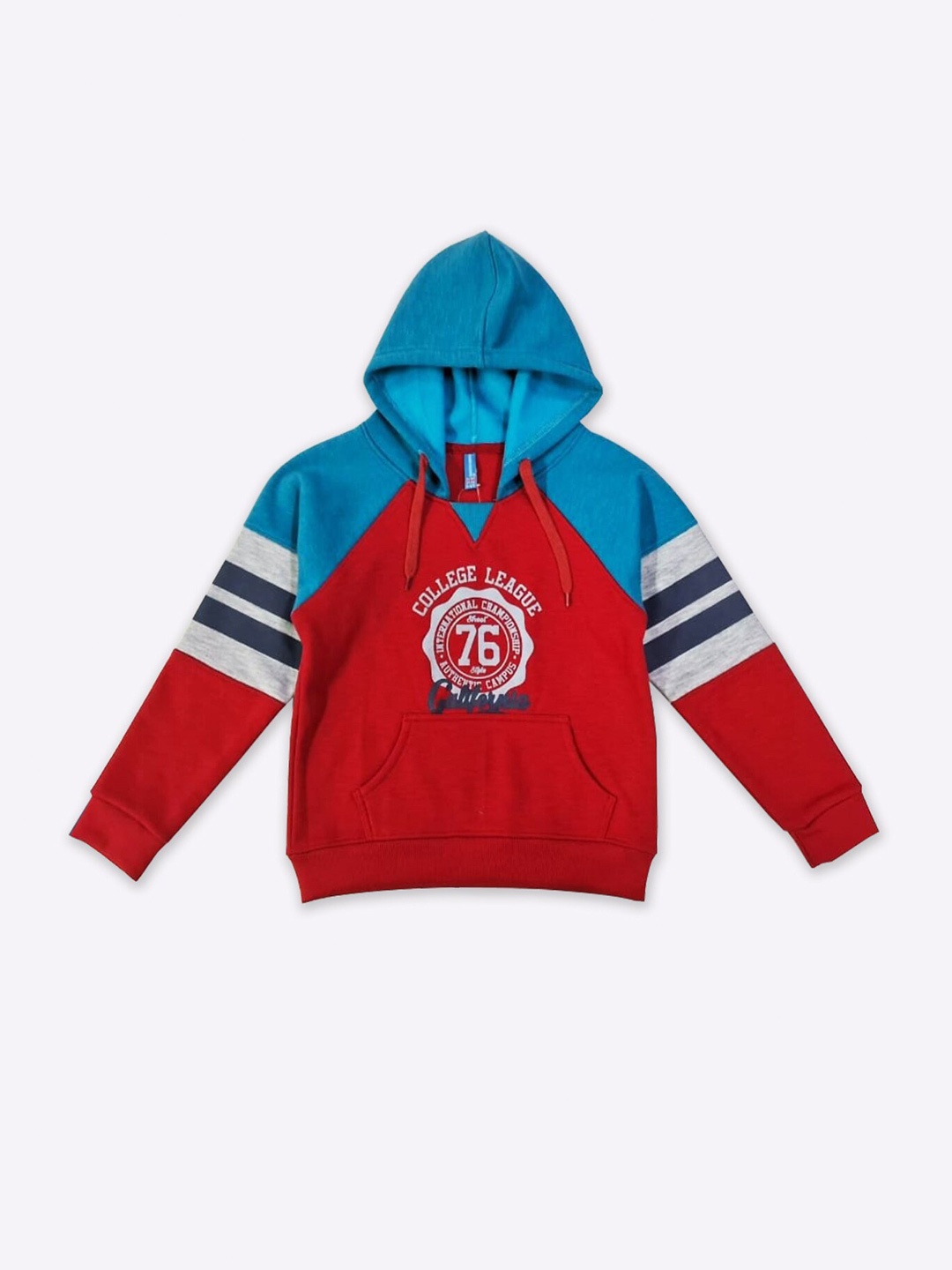 

GAME BEGINS Boys Colourblocked Hooded Pullover, Red
