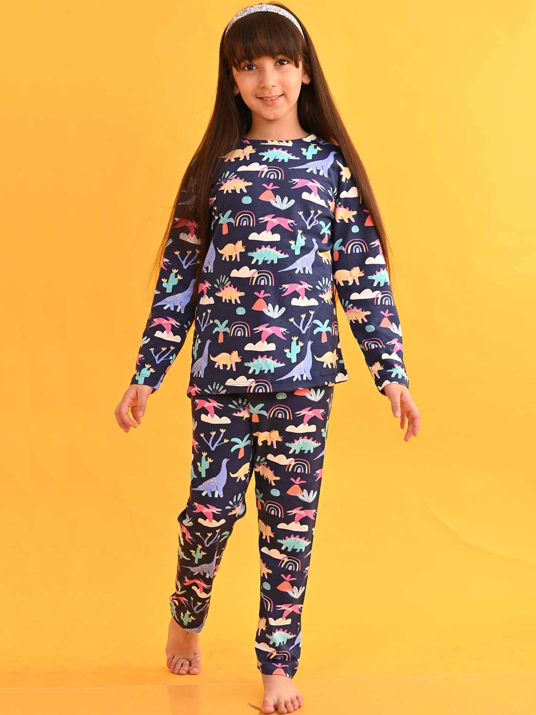

Anthrilo Girls Conversational Printed Night suit, Blue
