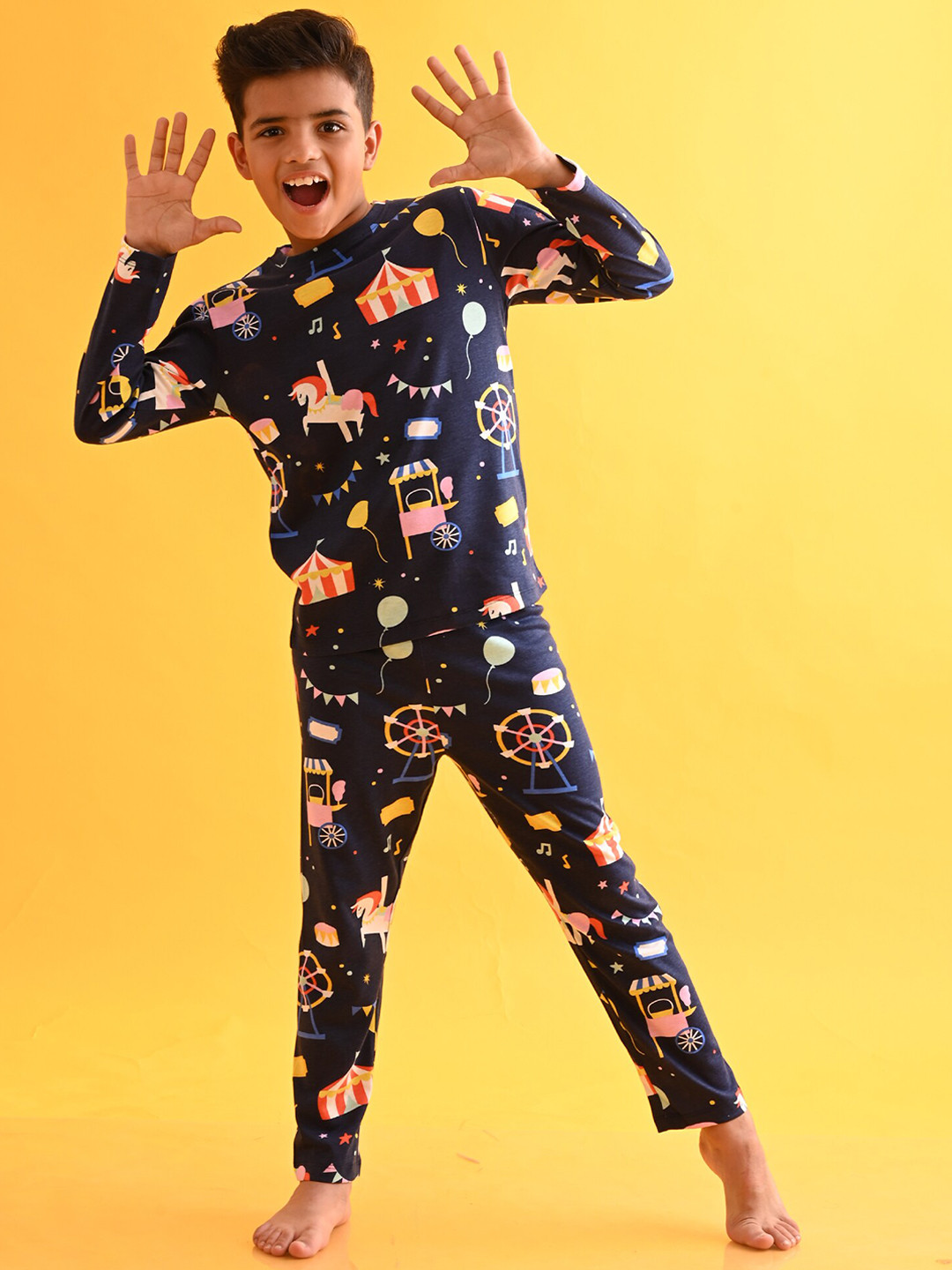 

Anthrilo Girls Graphic Printed Night suit, Blue