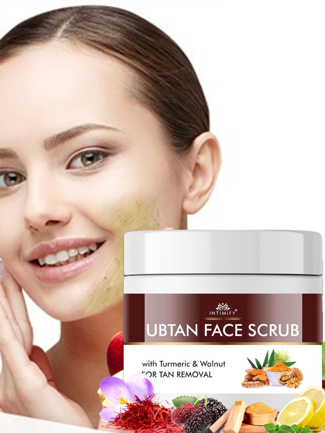 

INTIMIFY Ubtan Face Scrub with Turmeric & Walnut - 100 ml, White
