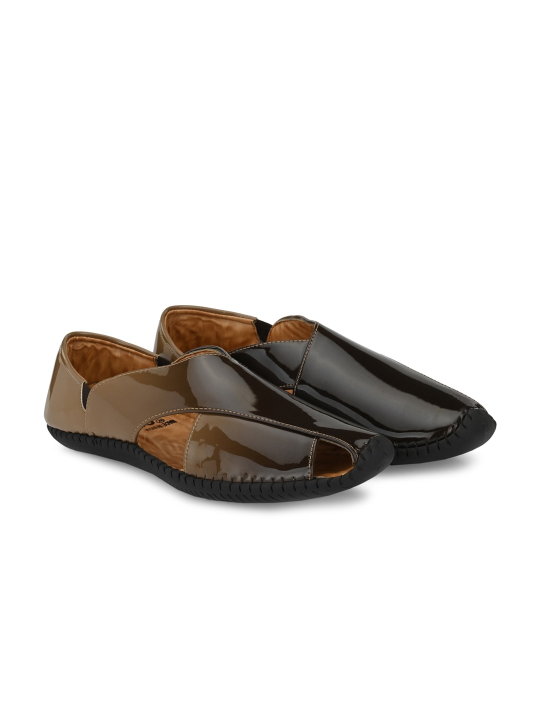 

Vellinto Men Classy Colourblocked Lightweight Mojaris, Brown