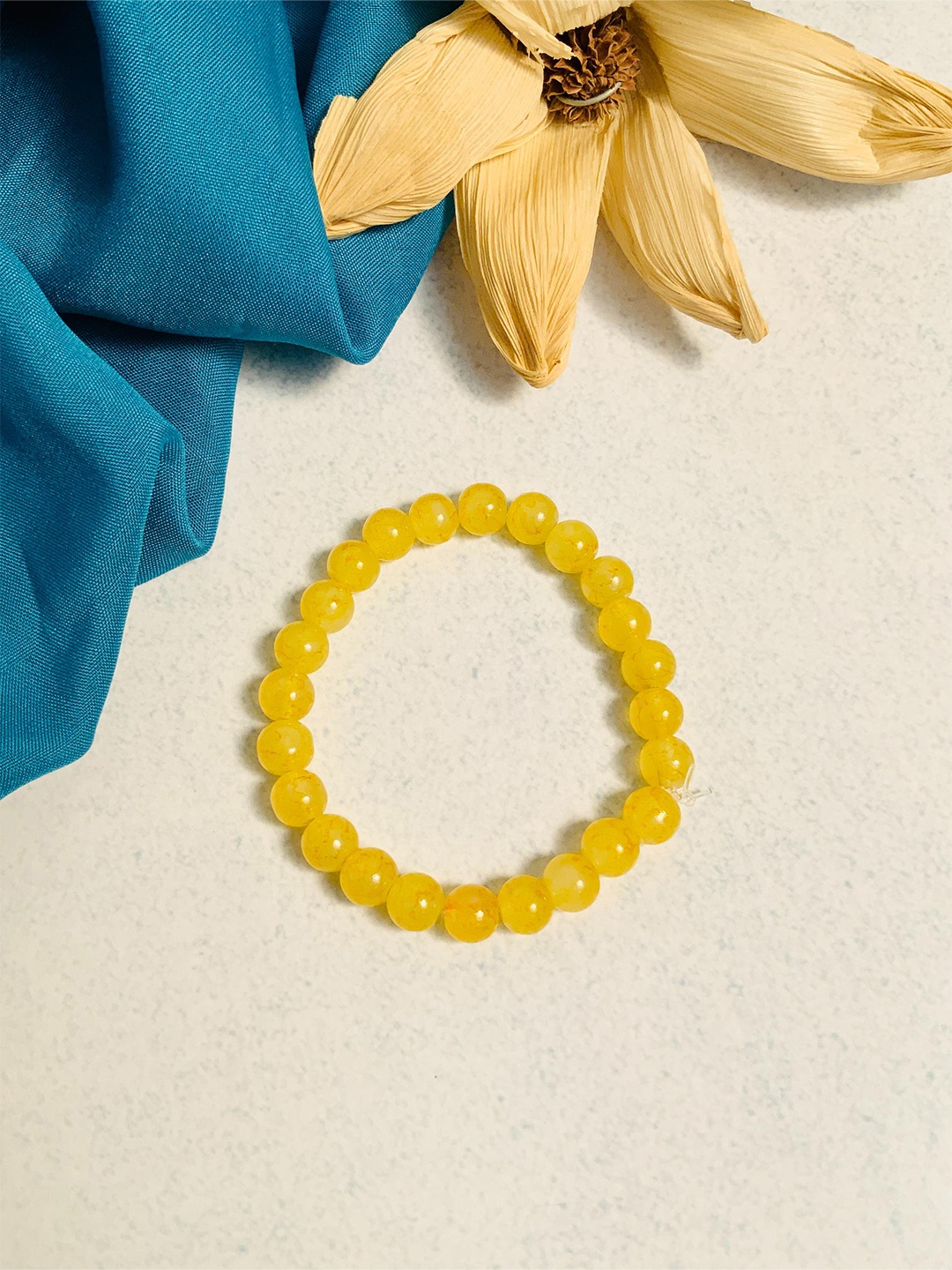 

ABDESIGNS Women Elasticated Beads Bracelet, Yellow