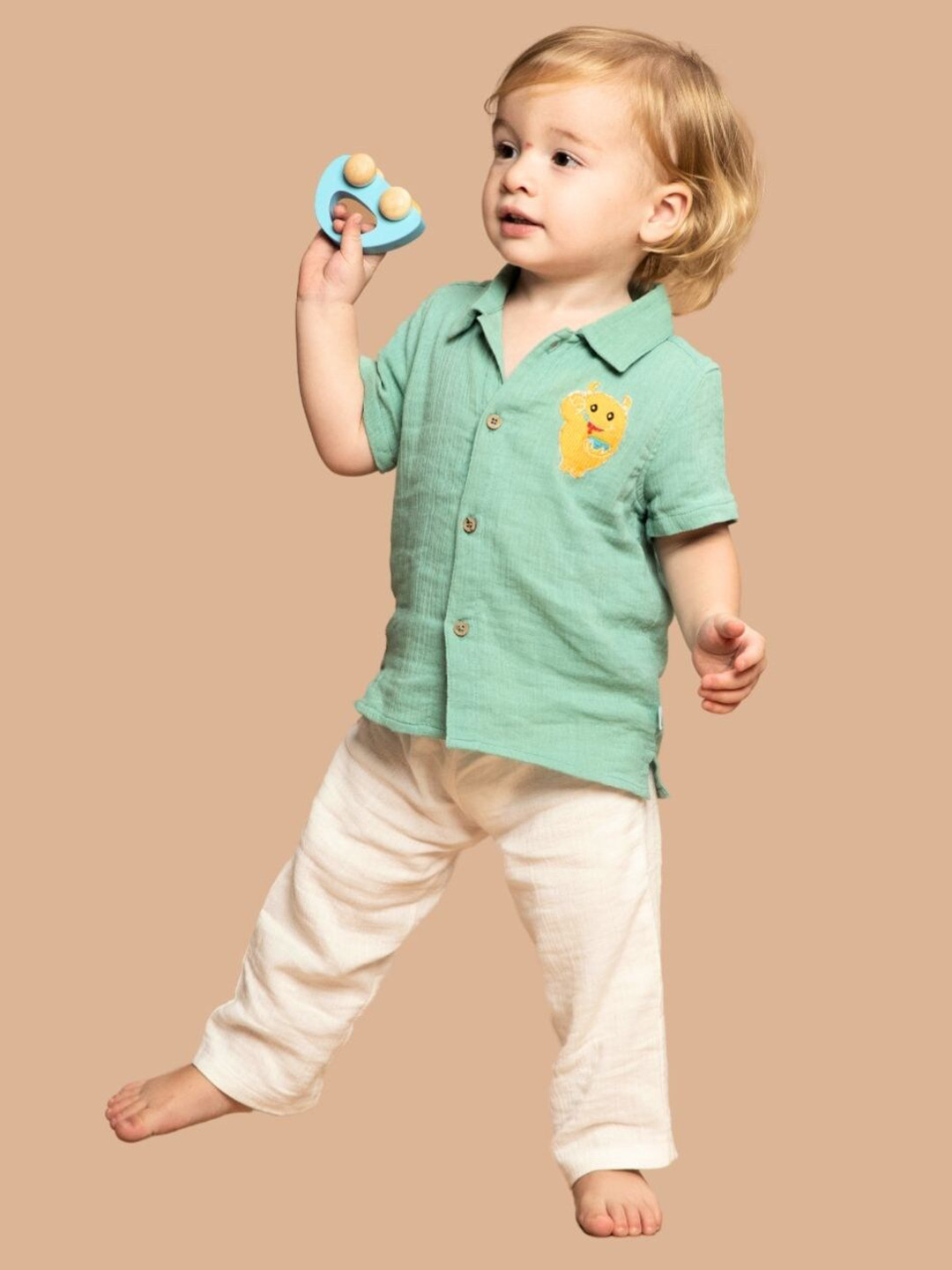 

Greendeer Unisex Kids Pure Cotton Shirt With Pyjamas, Green