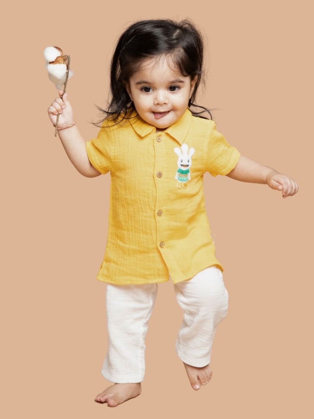 

Greendeer Unisex Kids Pure Cotton Shirt With Pyjamas, Yellow