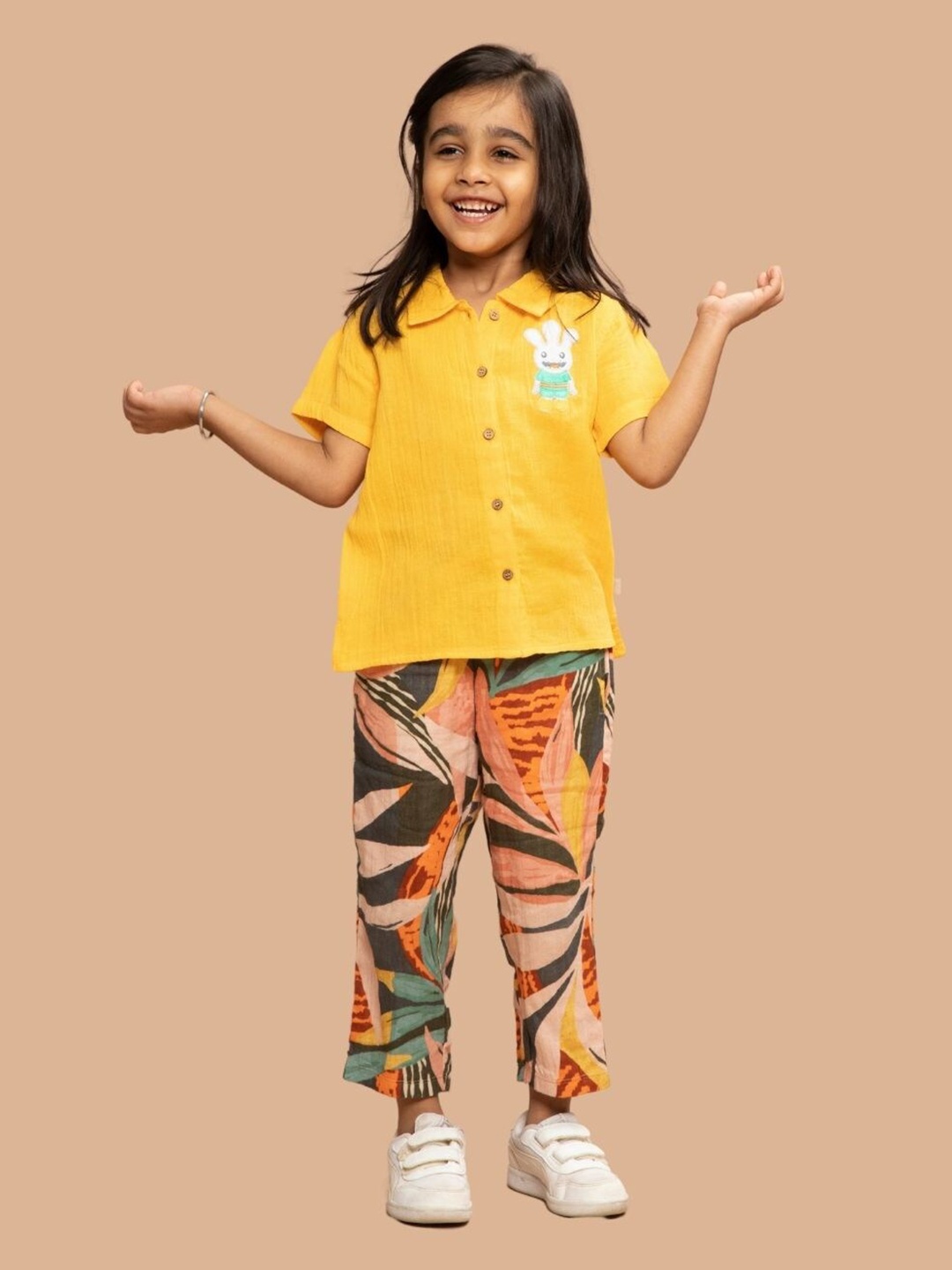 

Greendeer Unisex Kids Printed Pure Cotton Shirt With Pyjamas, Yellow