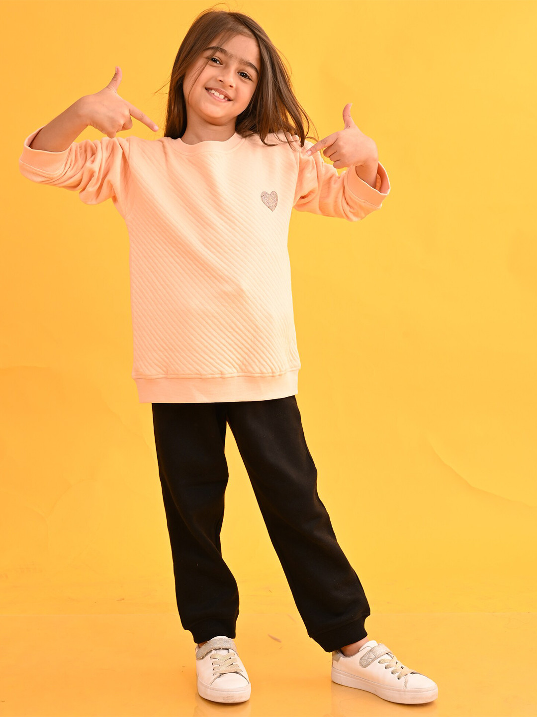 

Anthrilo Girls Striped Long Sleeve T-shirt With Trouser, Peach