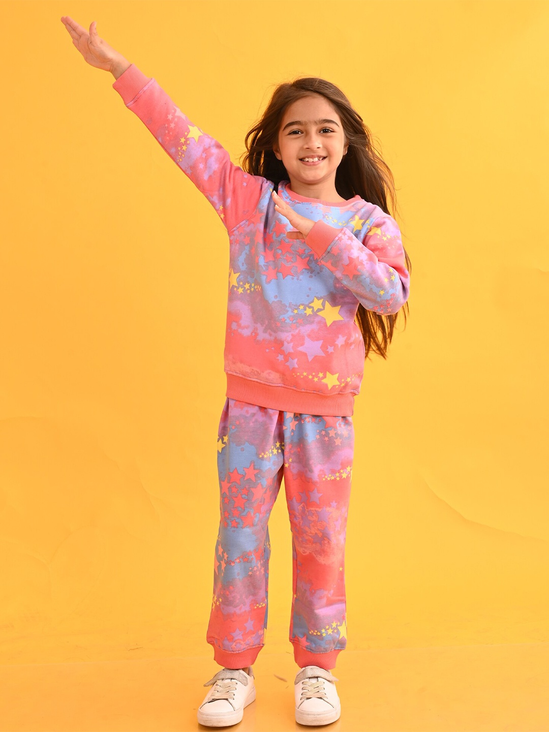 

Anthrilo Girls Tie & Dye Dyed Fleece Hooded Sweatshirt & jogger, Pink