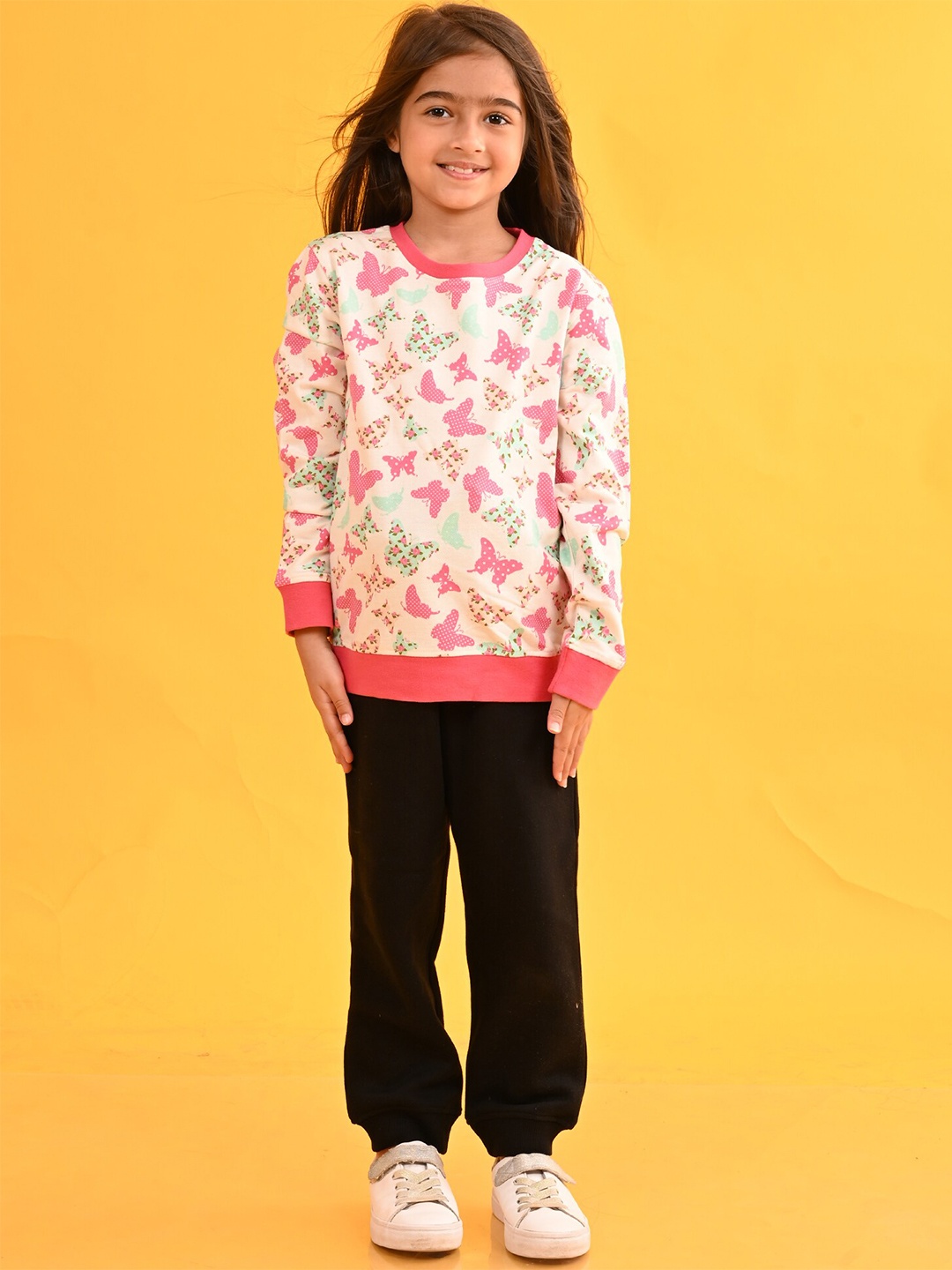 

Anthrilo Girls Conversational Printed Top with Trousers, White