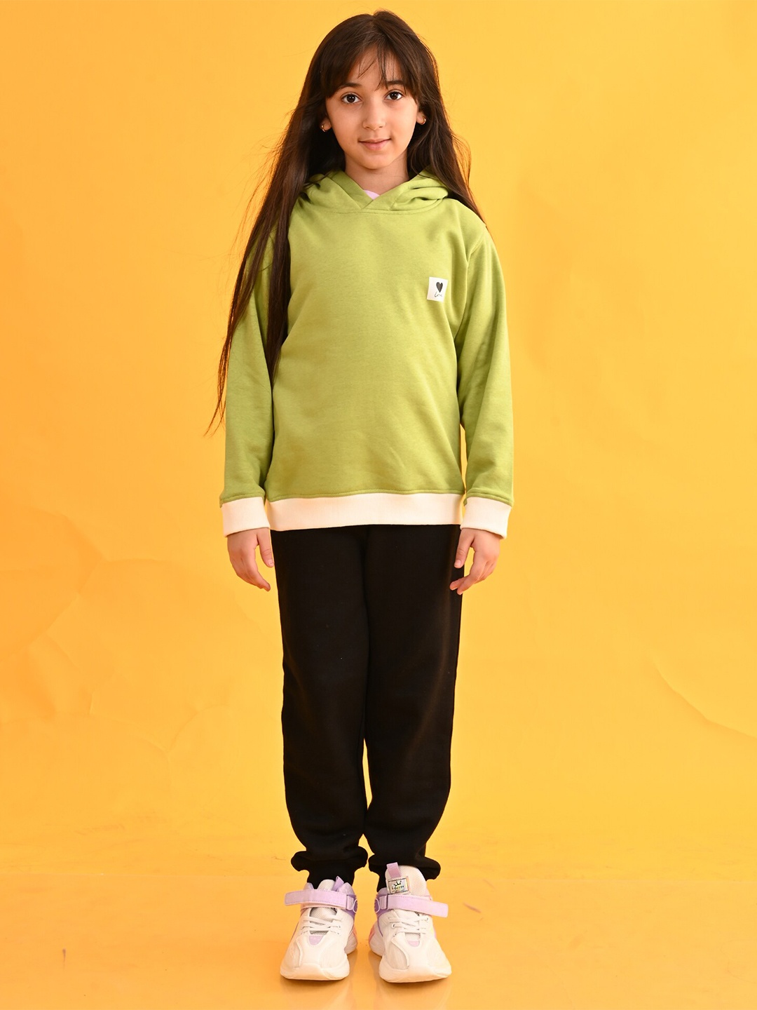 

Anthrilo Girls Printed Hooded T-shirt with Trousers, Green