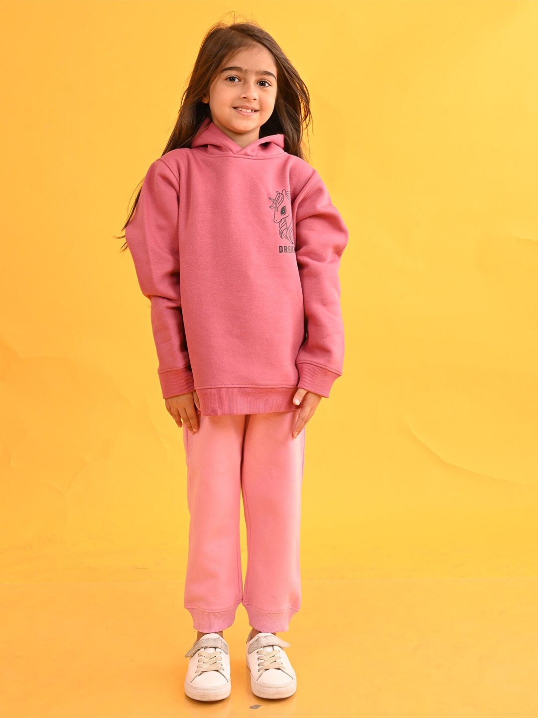 

Anthrilo Girls Unicorn Fleece Hooded Sweatshirt & jogger, Pink