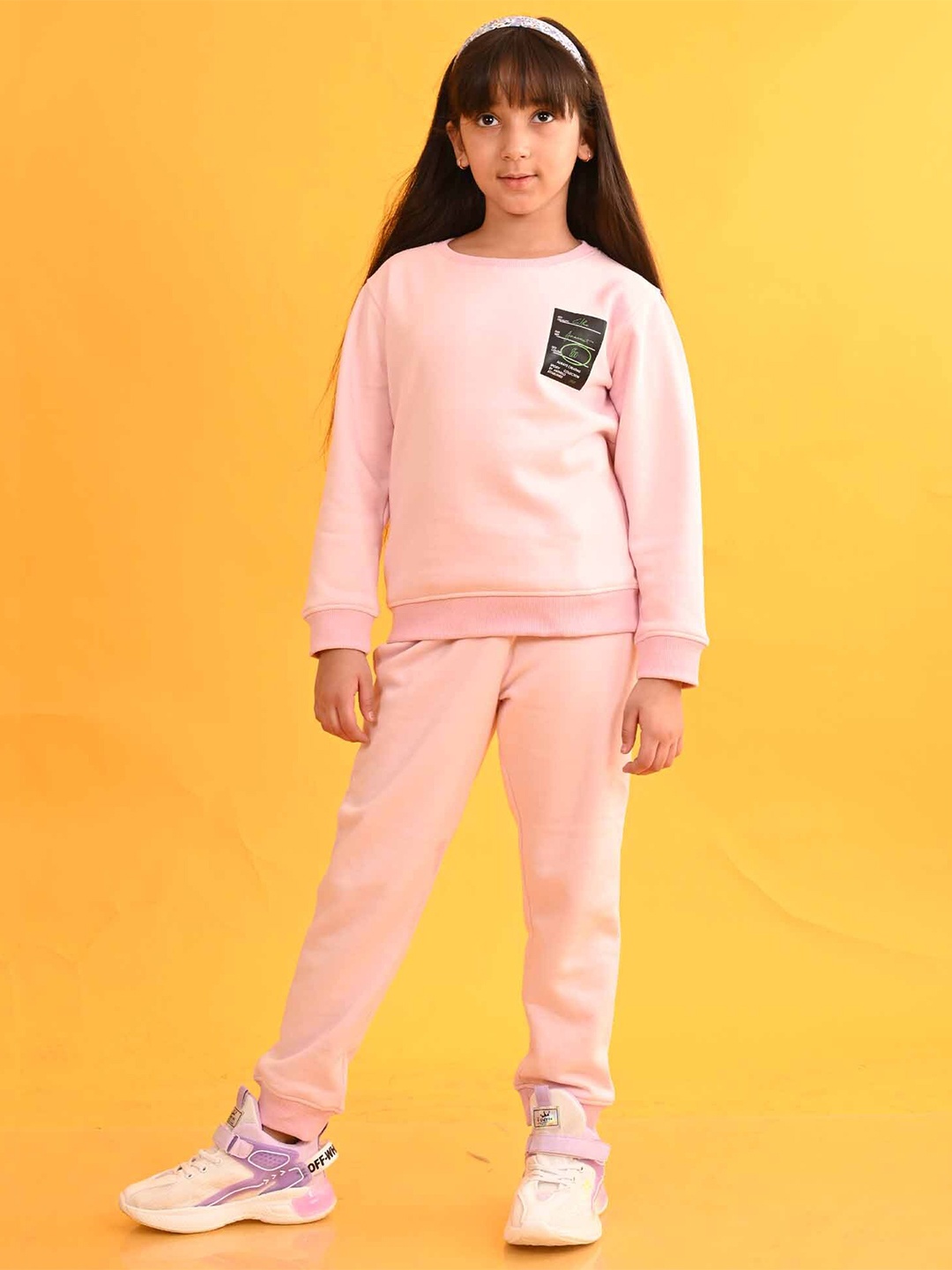 

Anthrilo Girls Printed T-shirt with Trousers, Pink