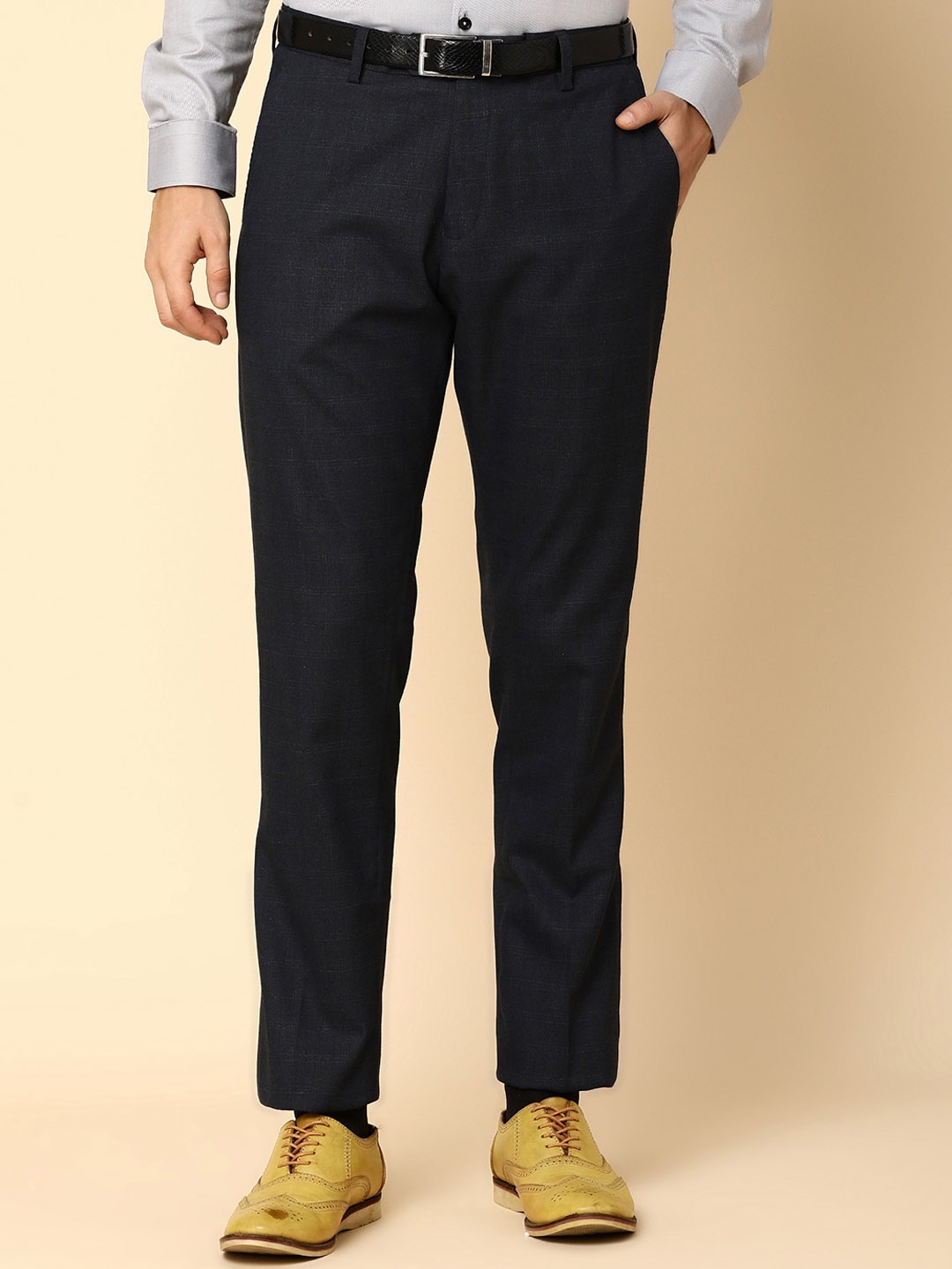 

J White by Vmart Men Slim Fit Mid-Rise Trouser, Navy blue