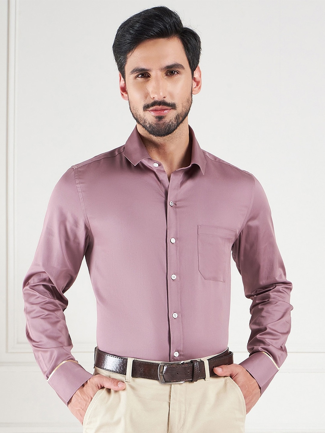 

LOUIS STITCH Comfort Spread Collar Pure Cotton Formal Shirt, Pink