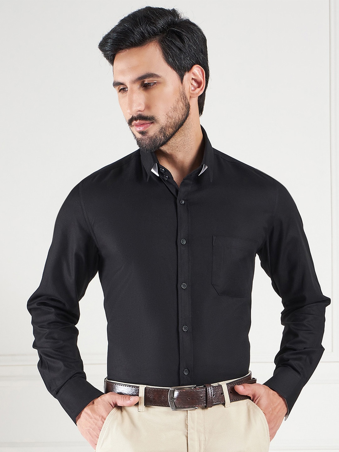 

LOUIS STITCH Comfort Cotton Formal Shirt, Black
