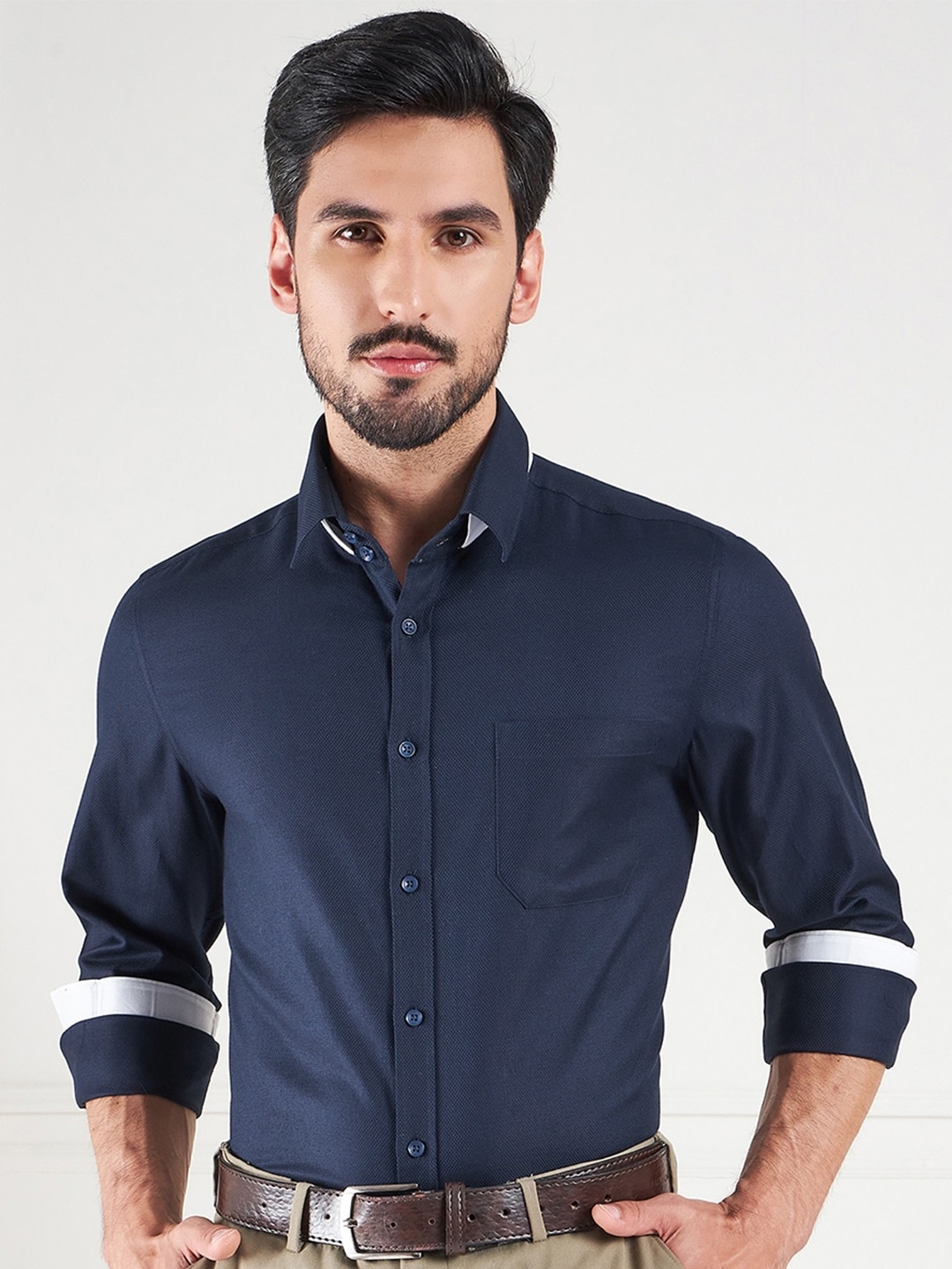 

LOUIS STITCH Comfort Cotton Formal Shirt, Navy blue