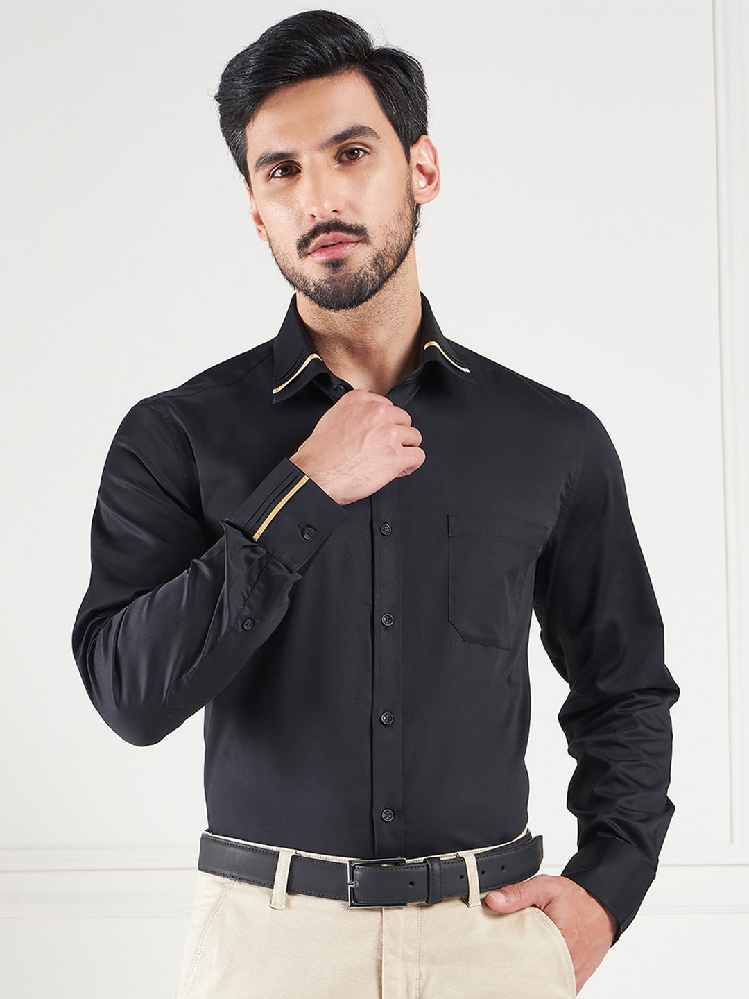 

LOUIS STITCH Comfort Cotton Formal Shirt, Black
