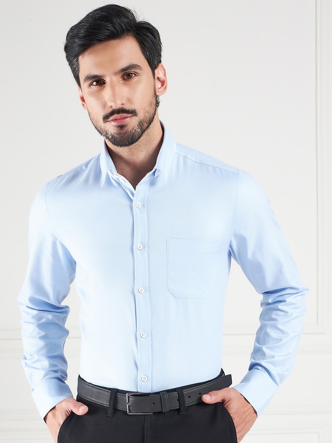 

LOUIS STITCH Cotton Comfort Opaque Formal Shirt, Blue