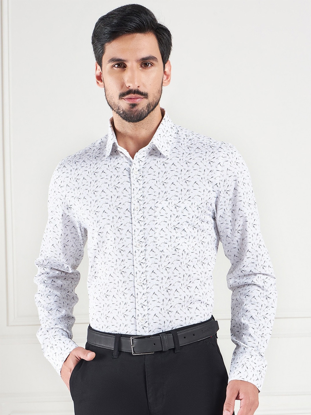 

LOUIS STITCH Comfort Floral Printed Formal Cotton Shirt, White