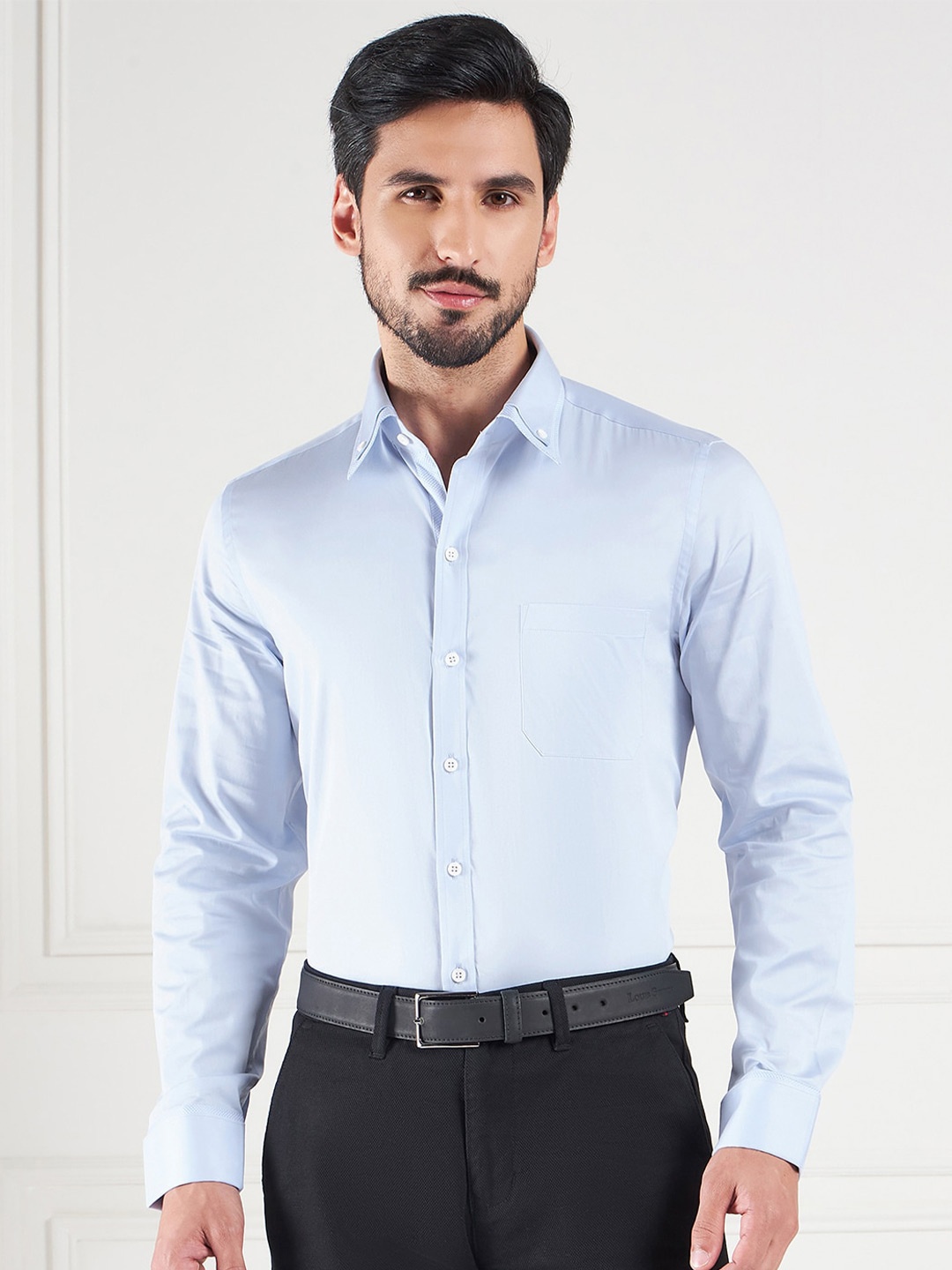 LOUIS STITCH Cotton Comfort Opaque Formal Shirt, Blue