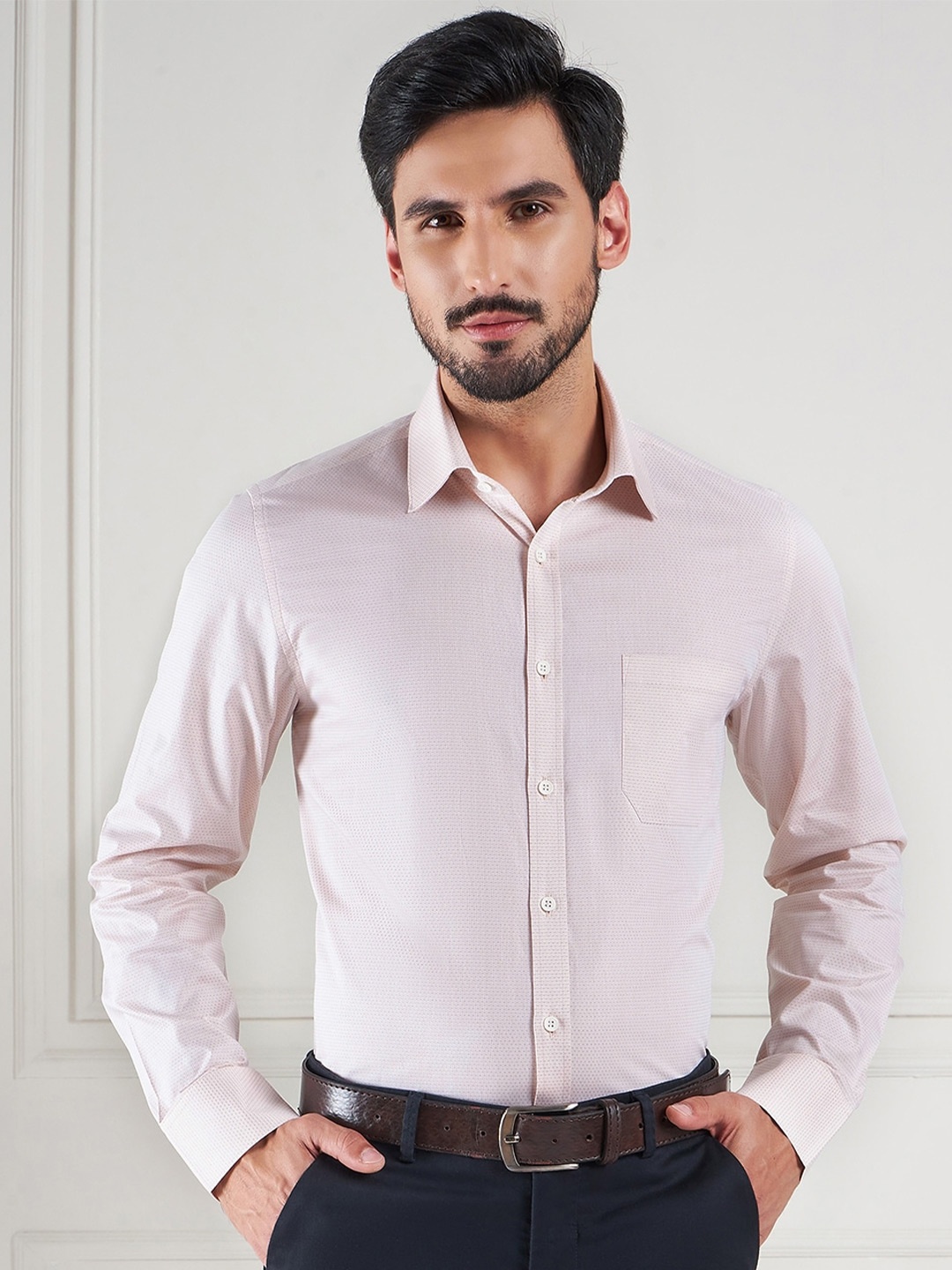 LOUIS STITCH Cotton Comfort Opaque Formal Shirt, Peach