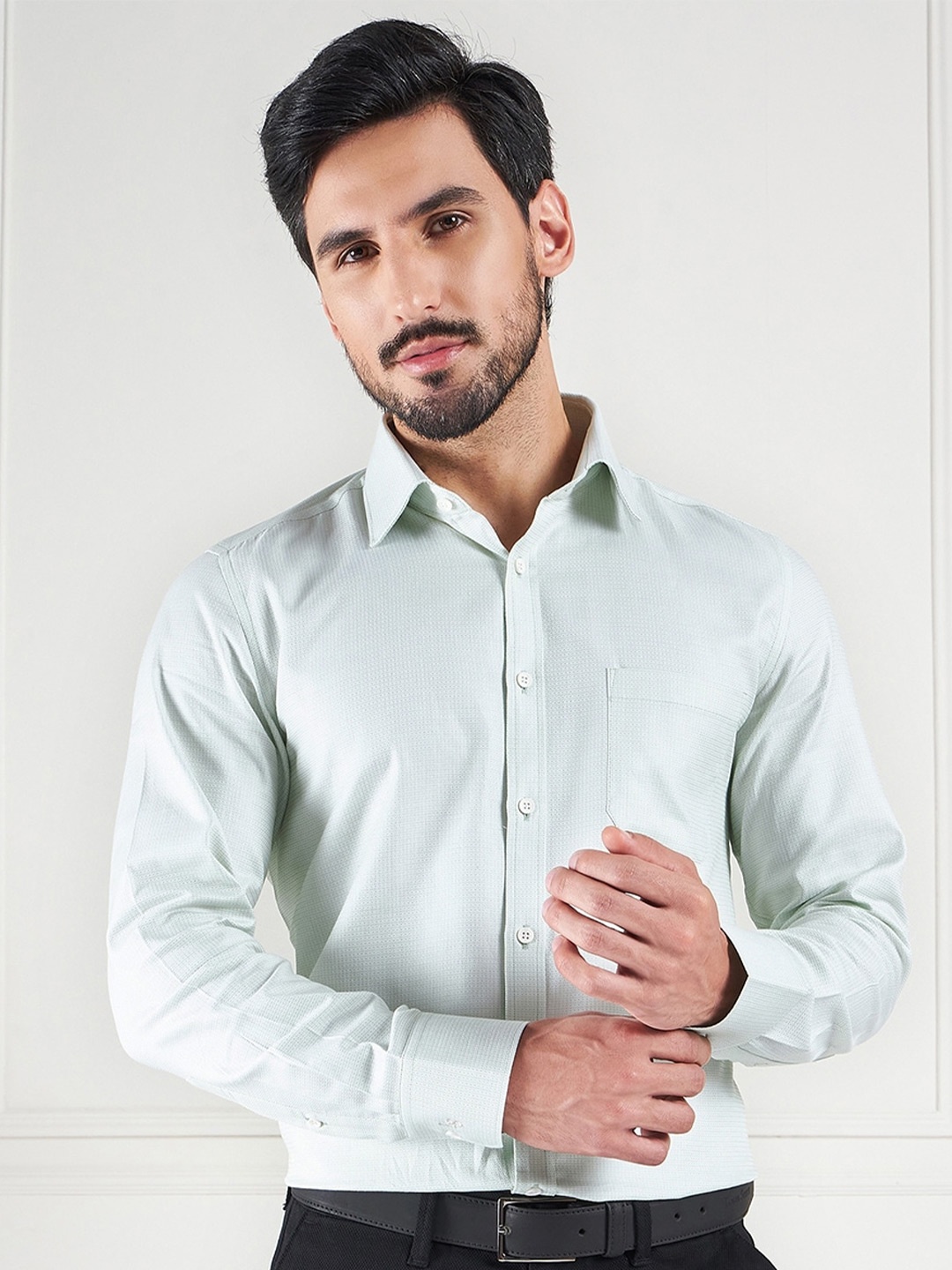 LOUIS STITCH Comfort Cotton Opaque Formal Shirt, Sea green