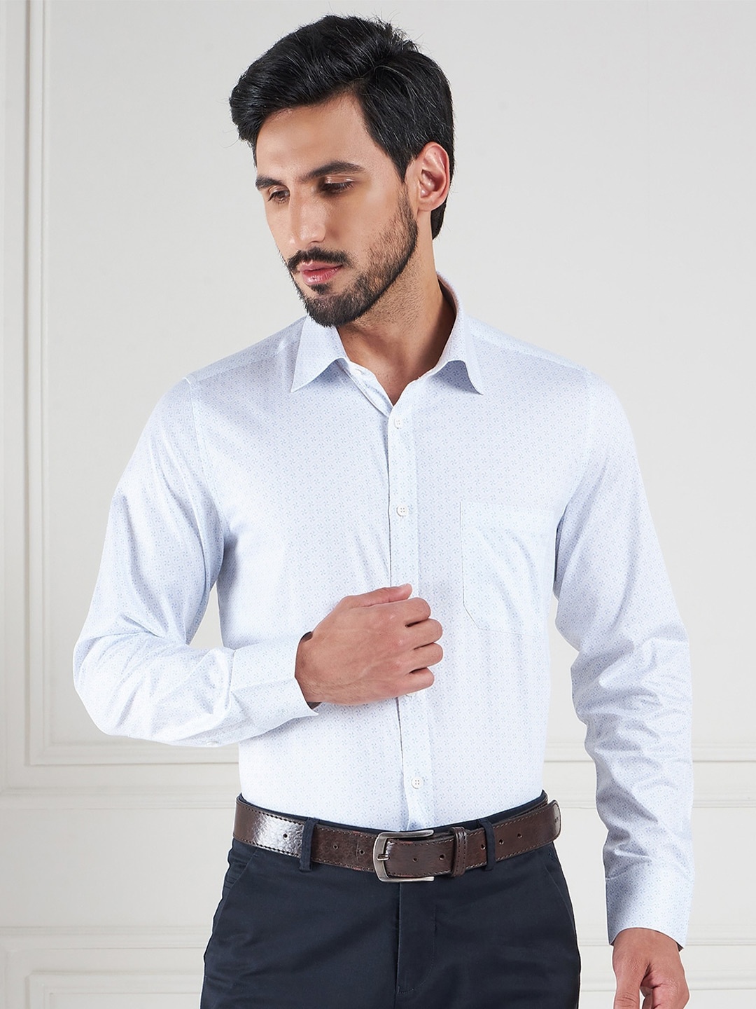 

LOUIS STITCH Floral Printed Comfort Cotton Formal Shirt, White
