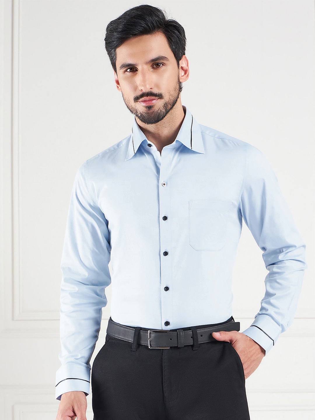 

LOUIS STITCH Comfort Spread Collar Cotton Formal Shirt, Blue