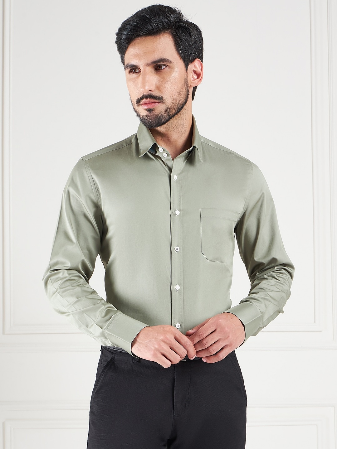 

LOUIS STITCH Comfort Cotton Formal Shirt, Green