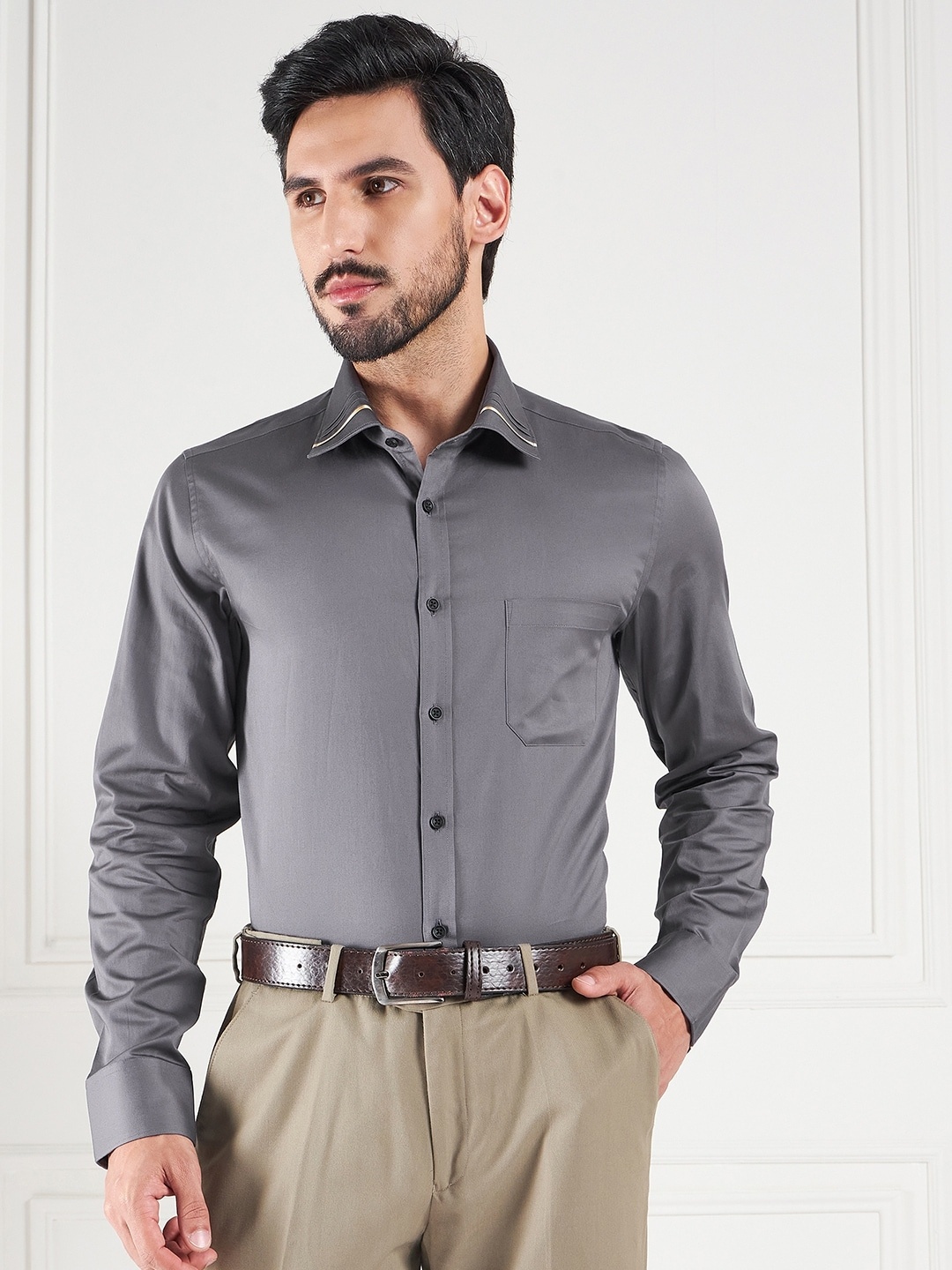 

LOUIS STITCH Comfort Cotton Formal Shirt, Grey