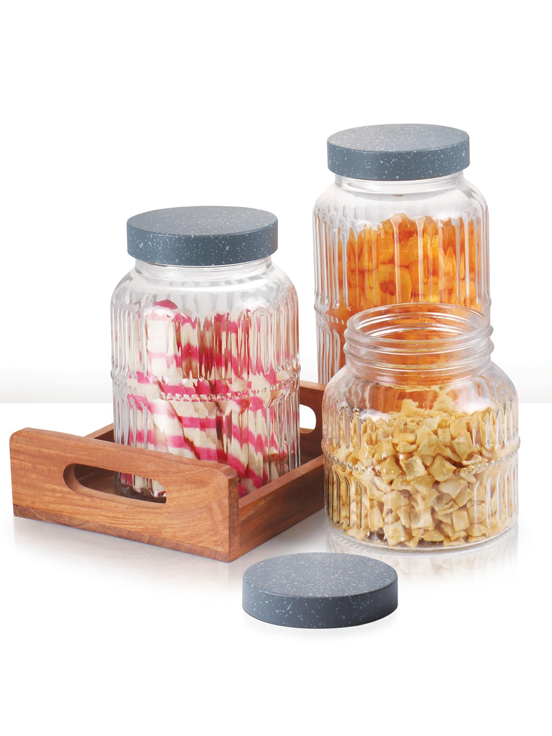 

Treo Transparent Granito Jar 700 With Granite Finish Steel Lid 700 ml