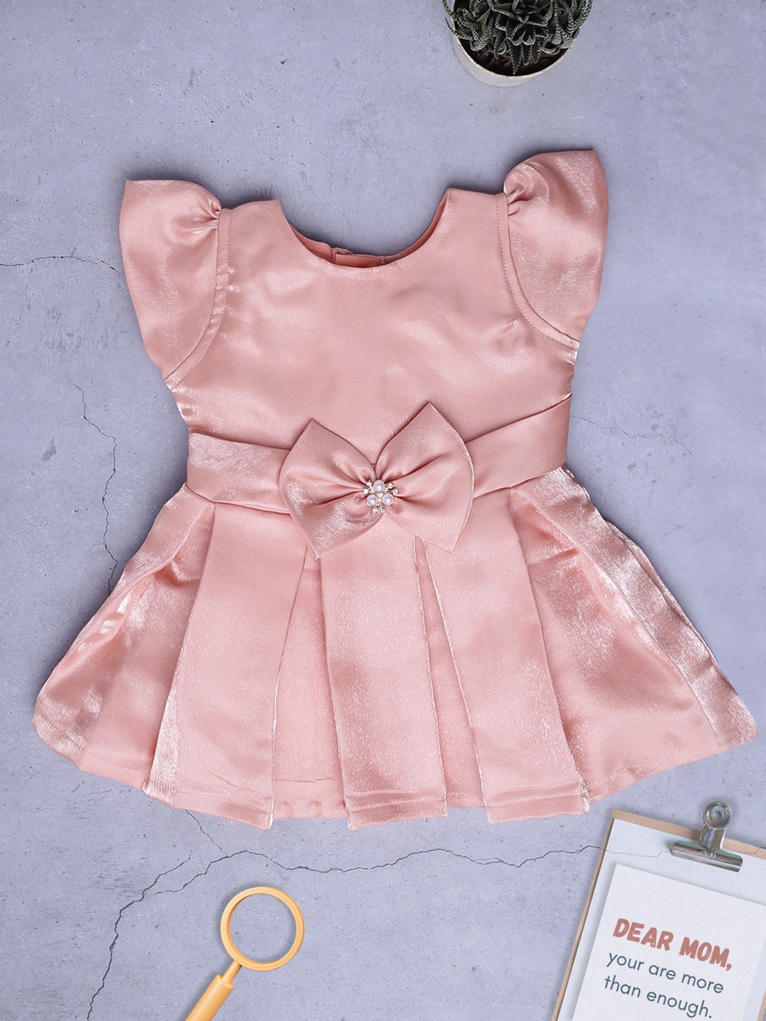 

V-Mart Bow Embellished Peplum Dress, Pink