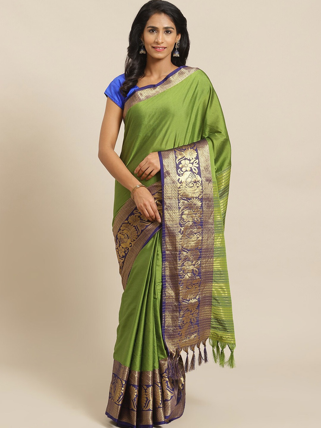 

Grubstaker Zari Banarasi Saree, Green