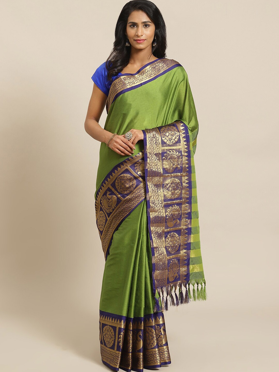 

Grubstaker Zari Banarasi Saree, Green