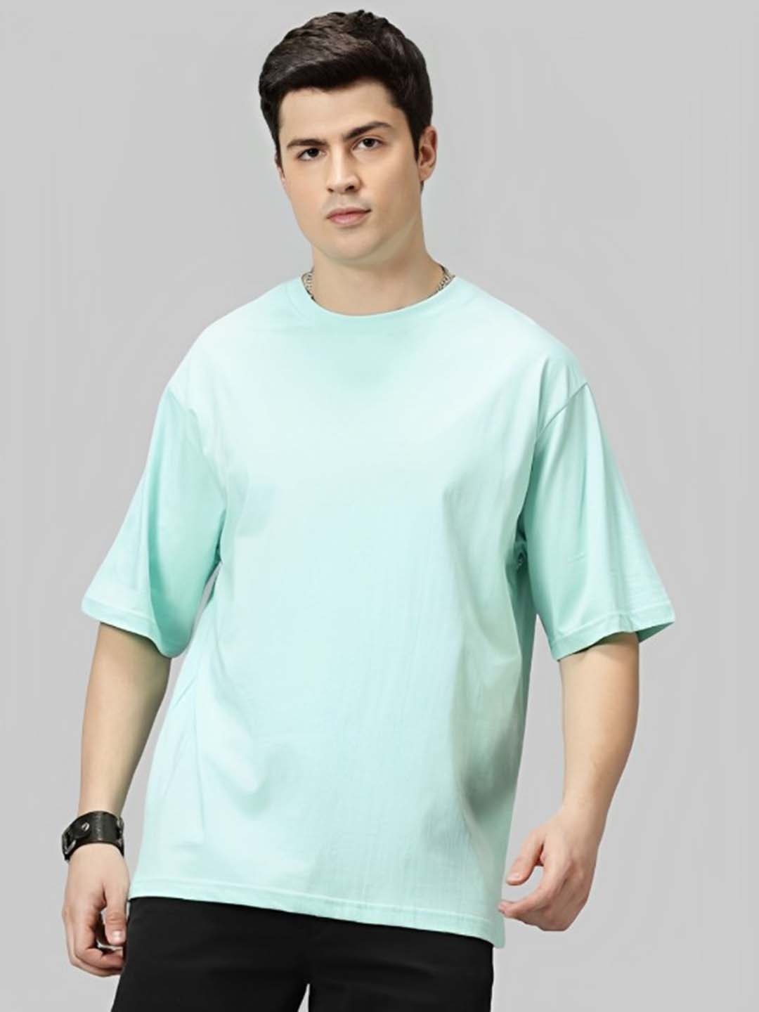 

THE HOLLANDER Cotton Drop-Shoulder Sleeves Oversized Fit T-shirt, Blue
