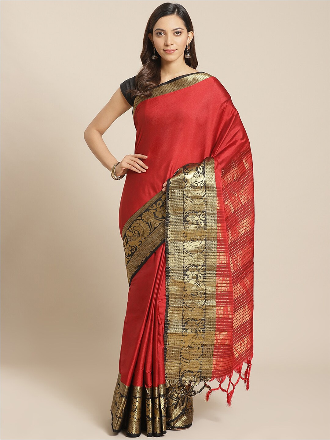 

KALINI Zari Banarasi Saree, Red