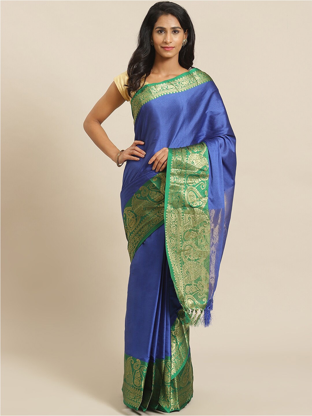 

KALINI Woven Design Border Zari Detailed Saree, Blue