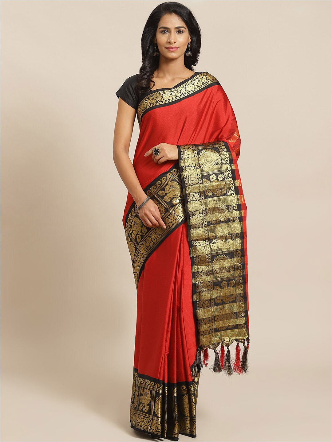 

KALINI Zari Banarasi Saree, Red