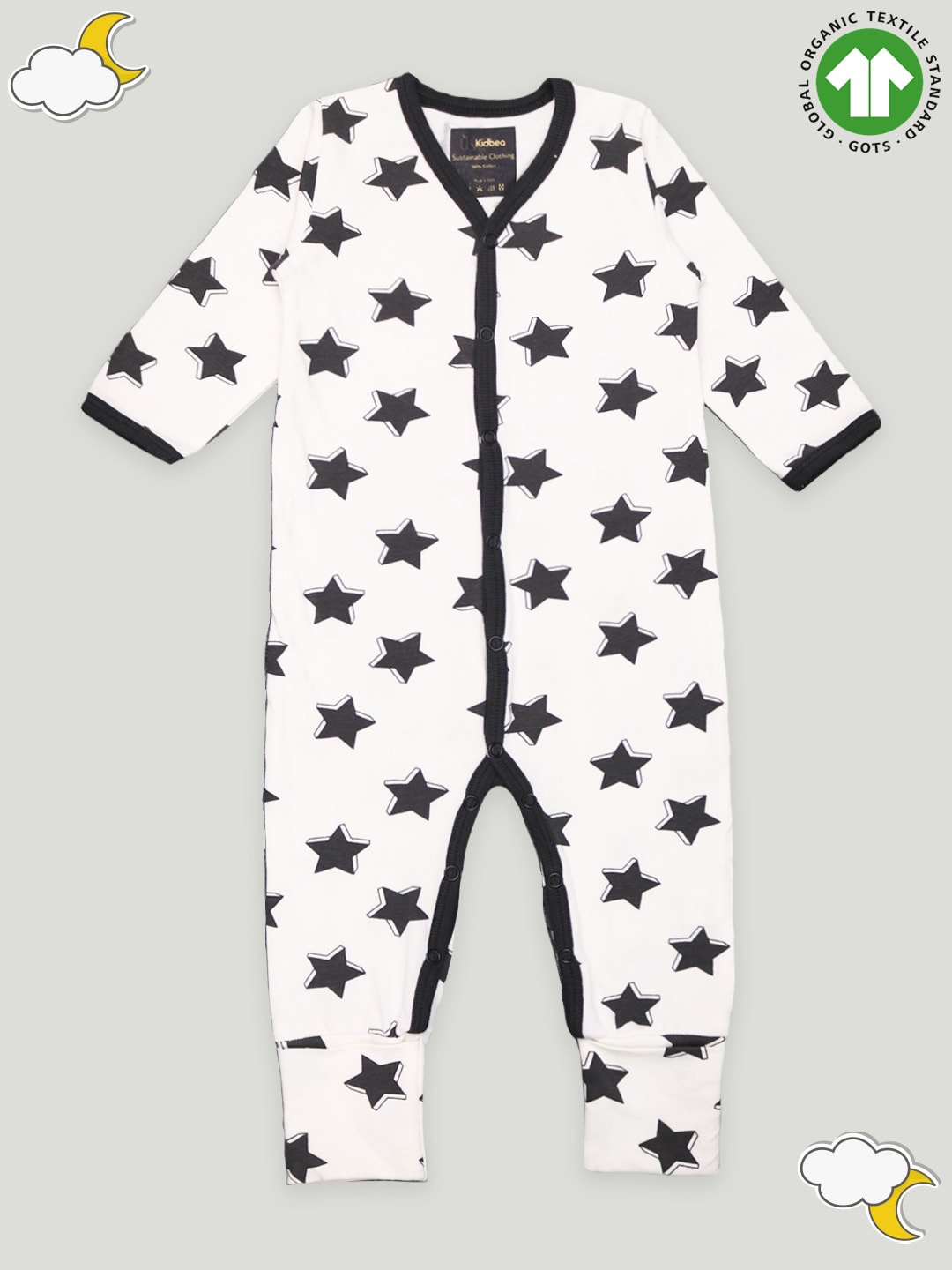 

Kidbea Infants Printed Pure Cotton Rompers, White