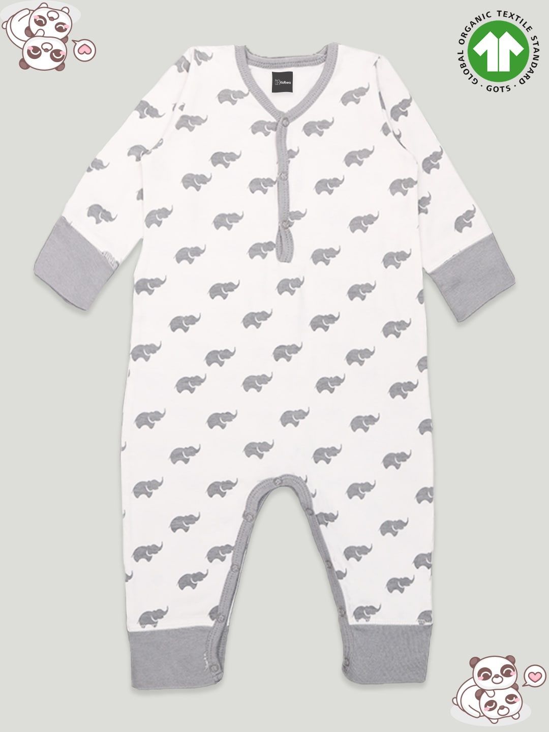 

Kidbea Infants Printed Pure Cotton Rompers, White
