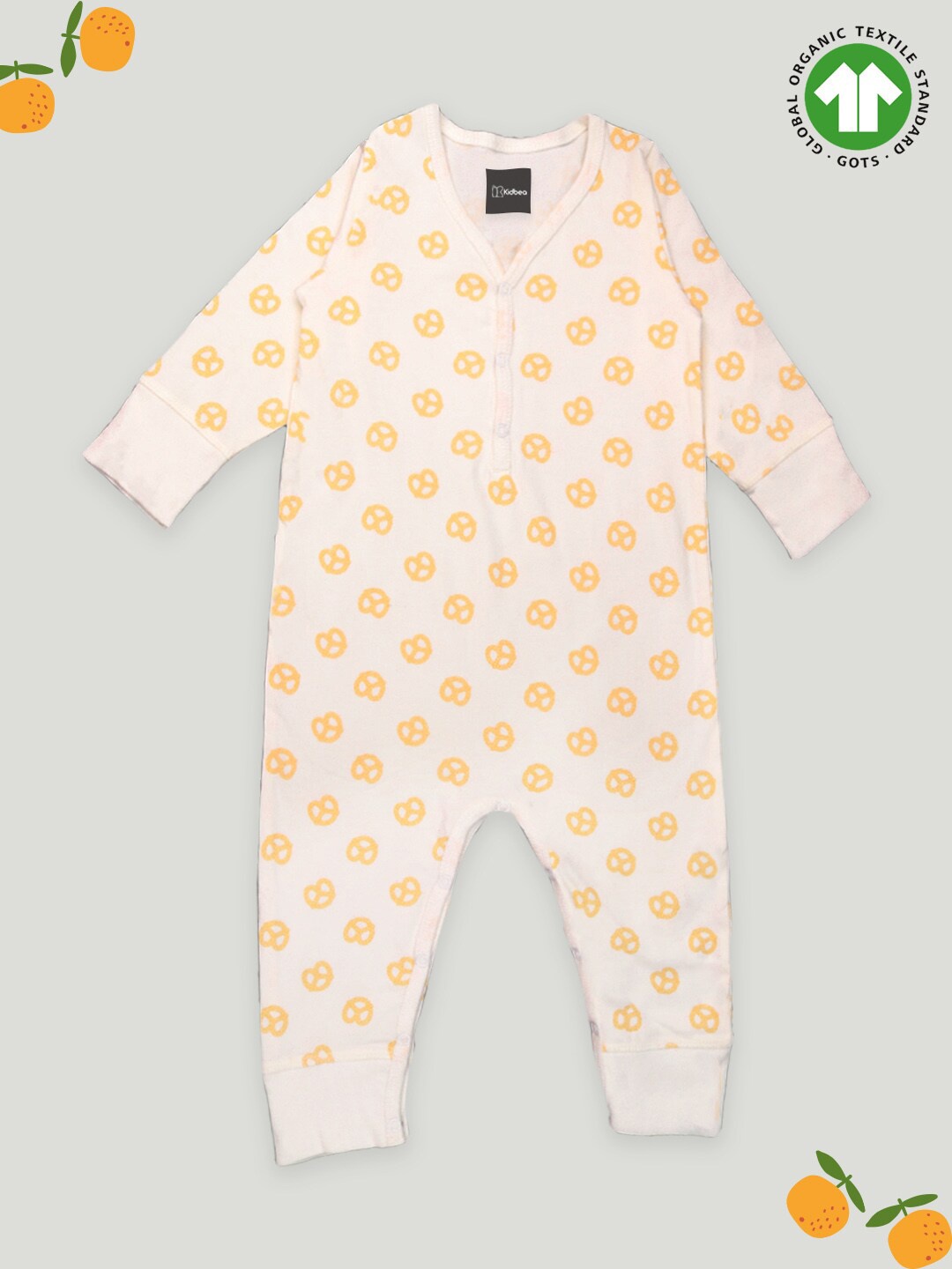 

Kidbea Infants Kids Printed Pure Cotton Rompers, White