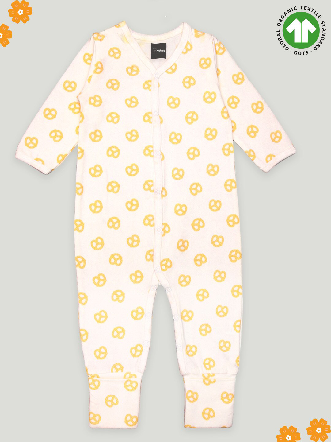 

Kidbea Infants Kids Printed Pure Cotton Rompers, White