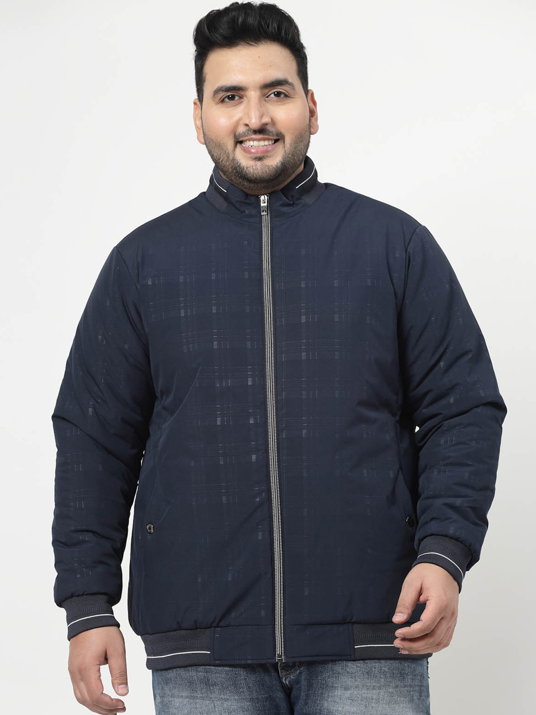 

plusS Navy Blue Checked Puffer Jacket