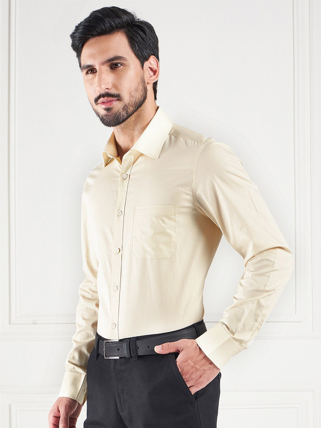 

LOUIS STITCH Cotton Comfort Opaque Formal Shirt, Yellow