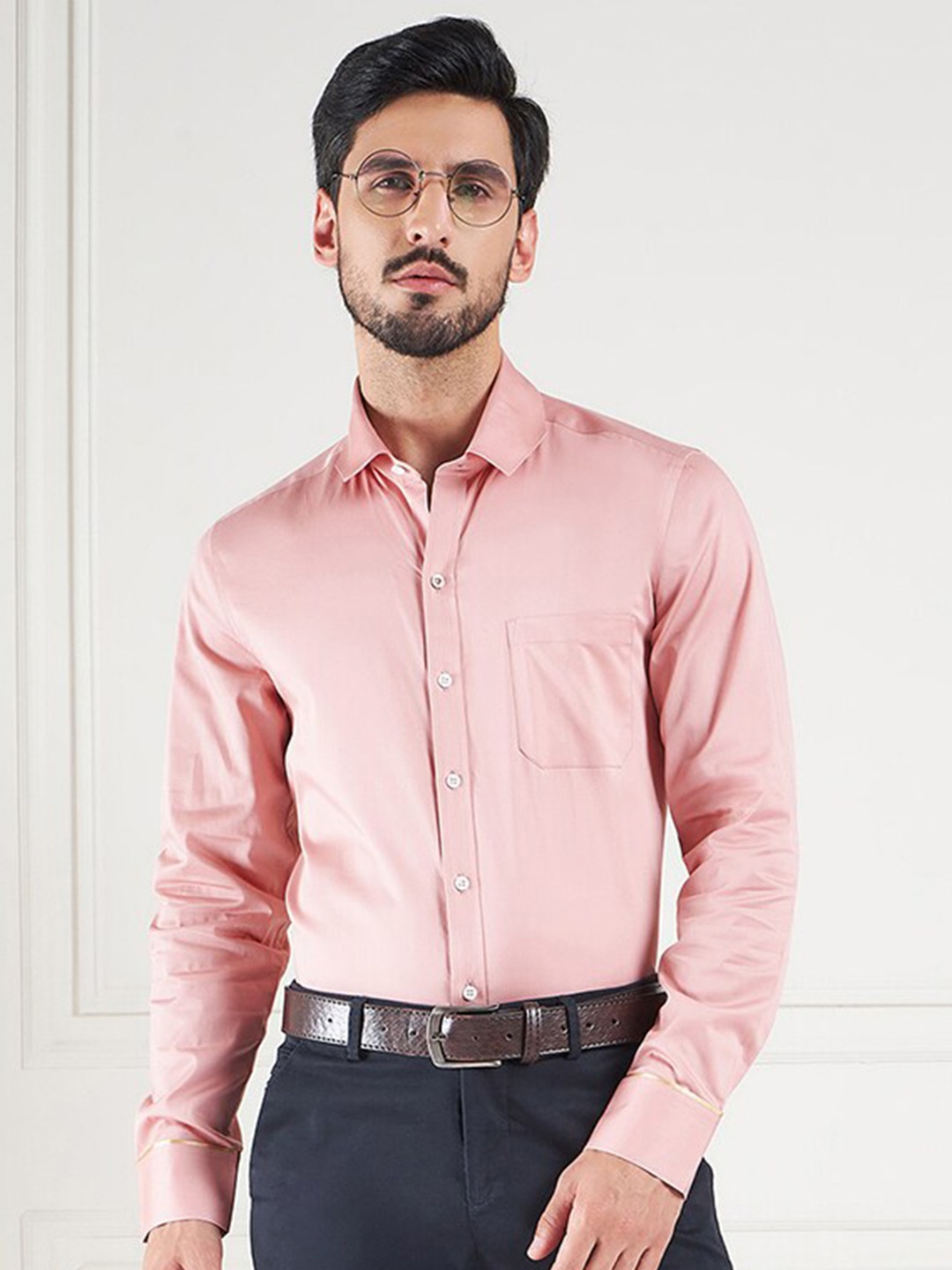 

LOUIS STITCH Comfort Spread Collar Cotton Formal Shirt, Pink