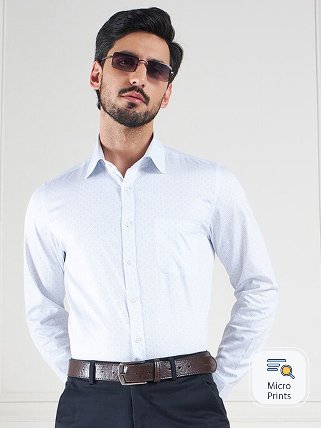 

LOUIS STITCH Comfort Geometric Printed Cotton Formal Shirt, Blue