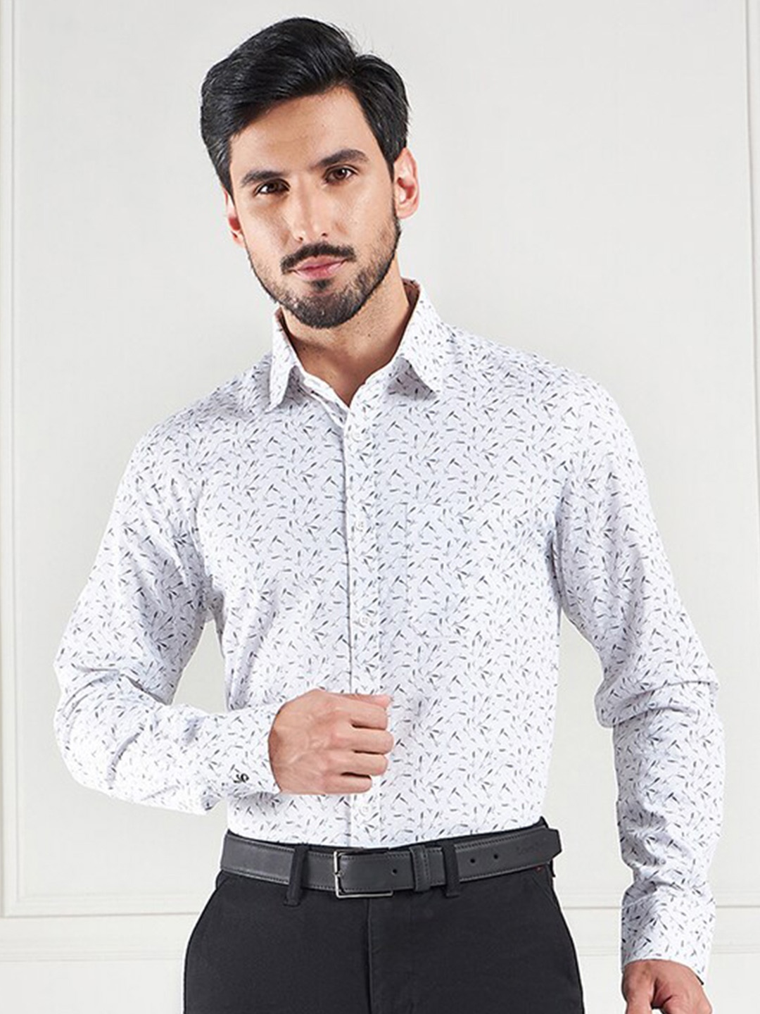 

LOUIS STITCH Comfort Floral Printed Cotton Formal Shirt, White